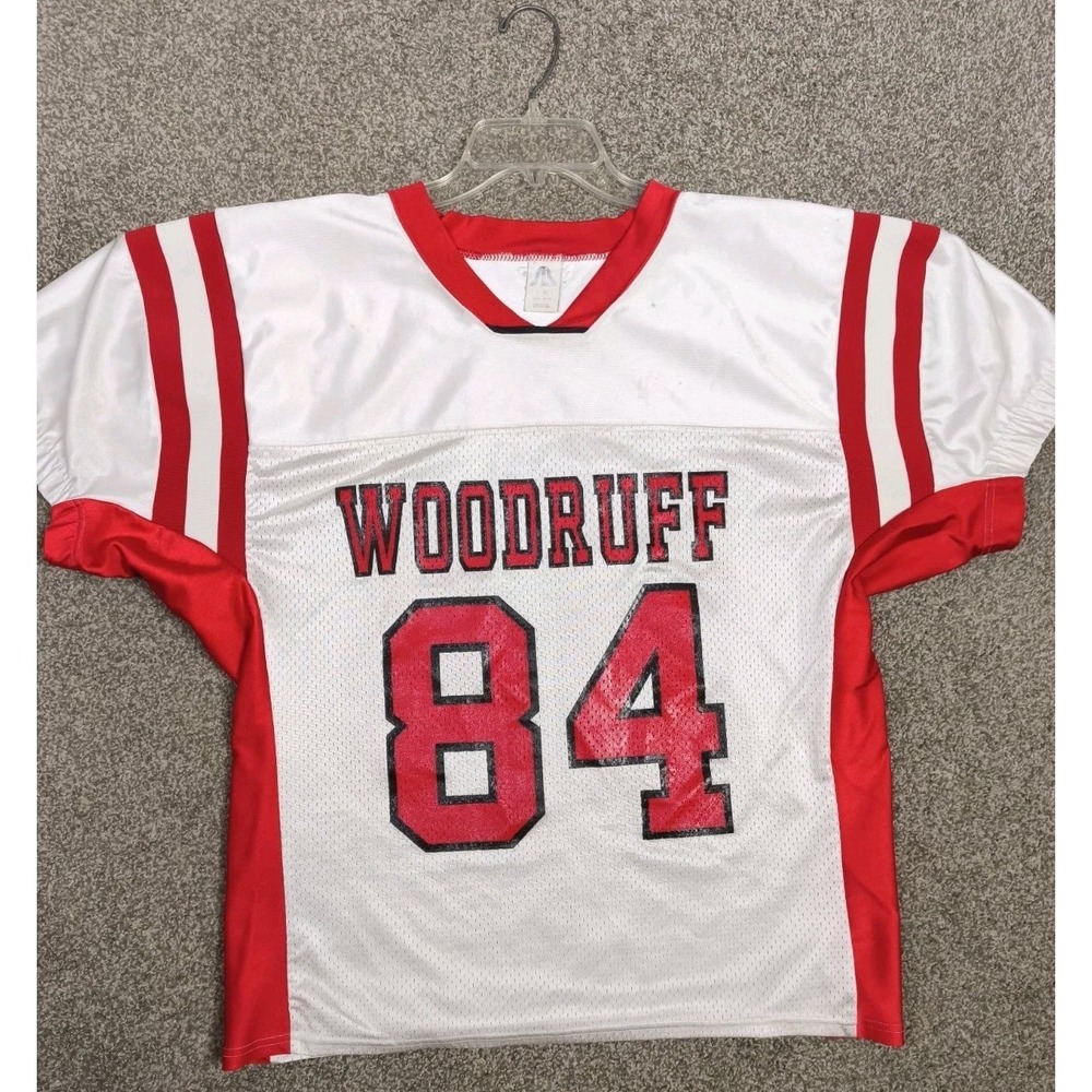 Vintage Woodruff #84 Football Jersey USA Made Nylon Mesh Red White L XL